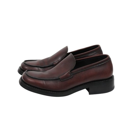 Prada Mens Vintage Penny Loafers Size US7 UK6 Brown Leather Square Toe Slip On - Picture 4 of 11
